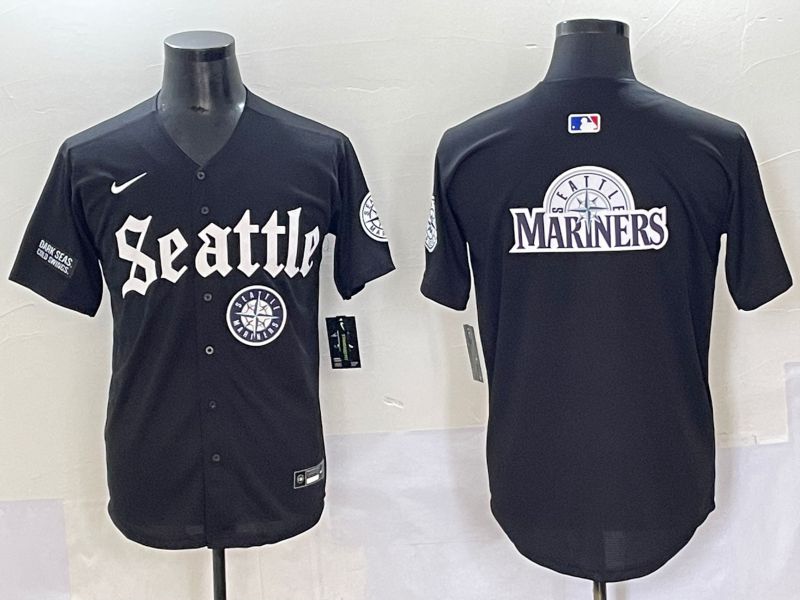 Men 2025 Seattle Mariners Blank black Five generations Joint Name Nike MLB Jersey style 28